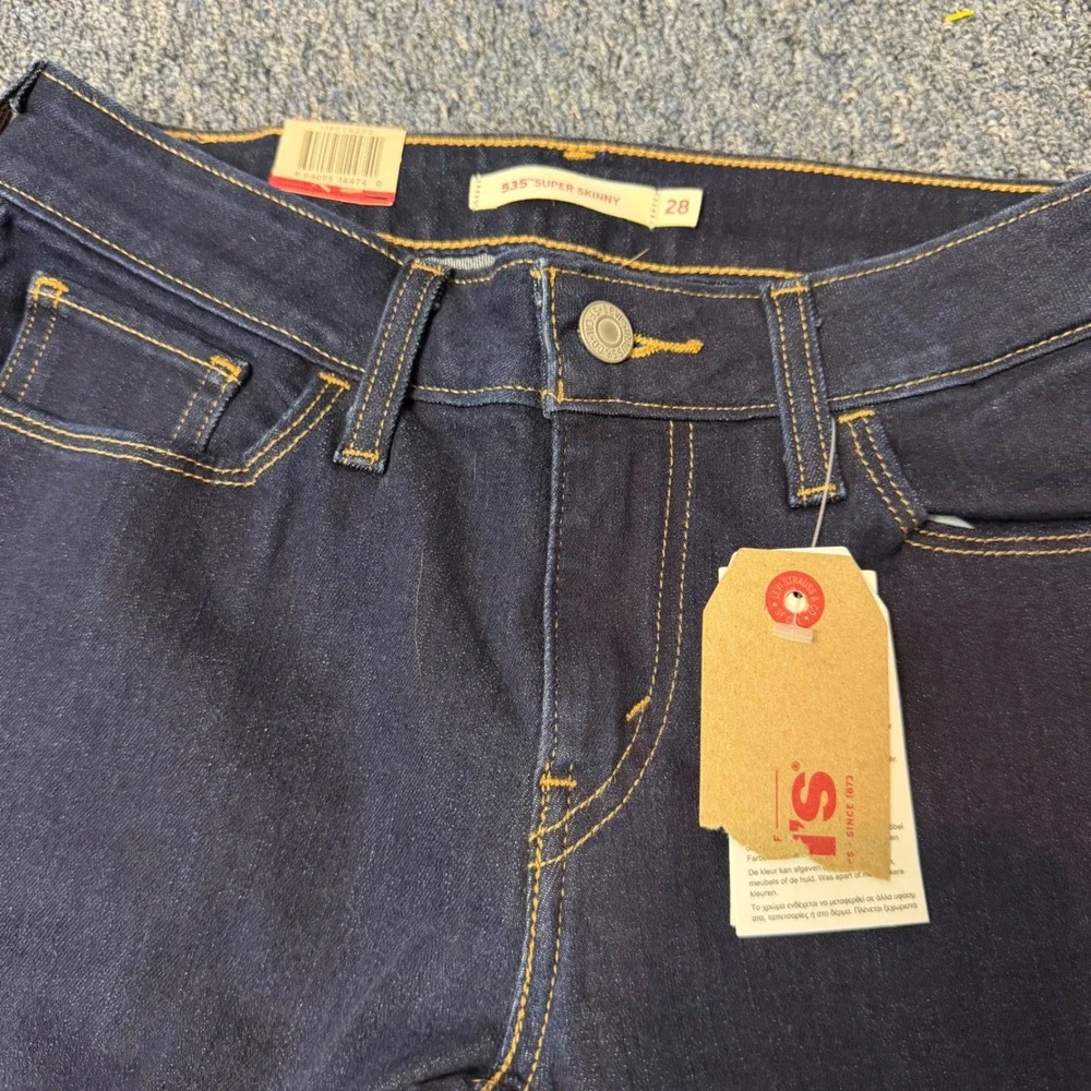 Levis 535 Super Skinny Jeans Womens 28x30 Dark Wash Mid Rise Denim Indigo NWT